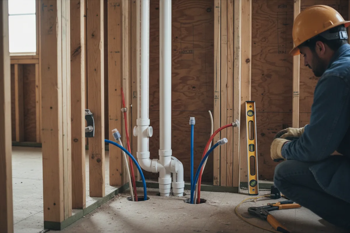 Drain and supply rough-in during Leak Detection in Dixonville