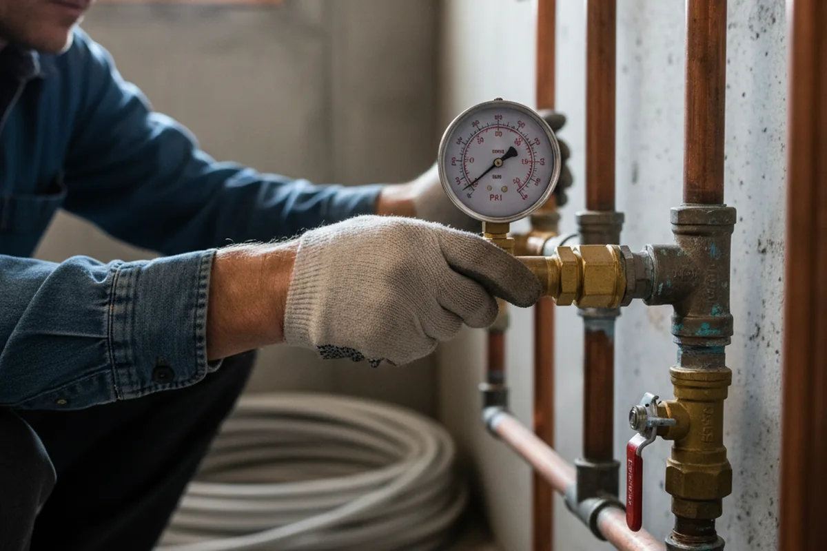 Pressure testing a repaired line during Water Line Repair in Dixonville